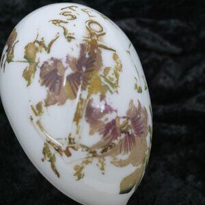 Victorian Antique Hand Blown Milk Glass Easter Egg EMBOSSED ANCHOR 6.5"